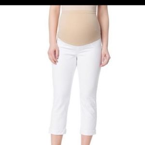 Motherhood Maternity White Capris Jeans Large